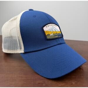 Cotopaxi Llamascape Trucker Hat Admiral Blue Unisex One Size Mesh Back